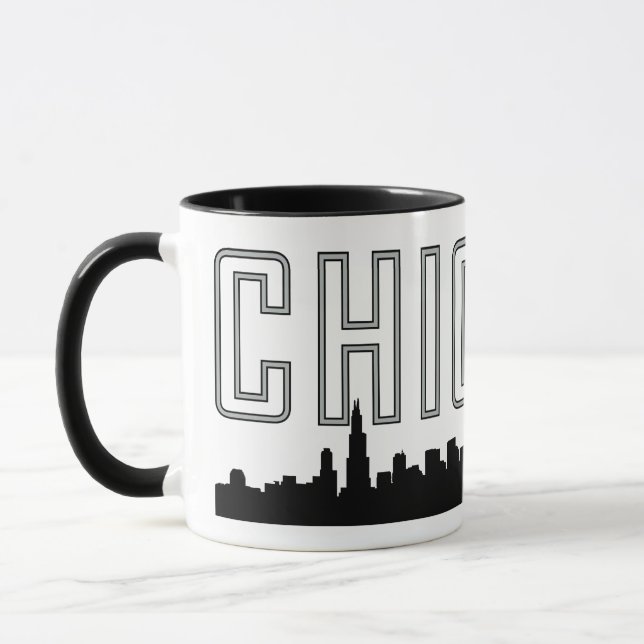 Modern Minimalist Chicago Mug with City's Skyline (Left)