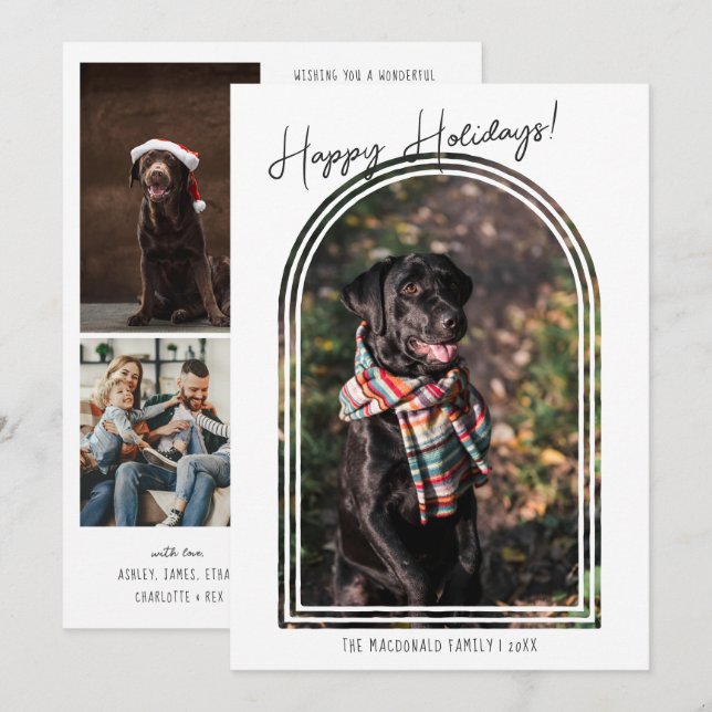 Modern Minimalist Christmas | 5 Photo Arch Frame Holiday Card (Front/Back)