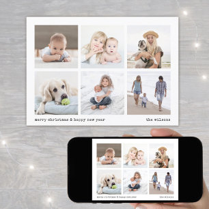 Modern Minimalist Christmas 6 Photo Collage Holiday Card