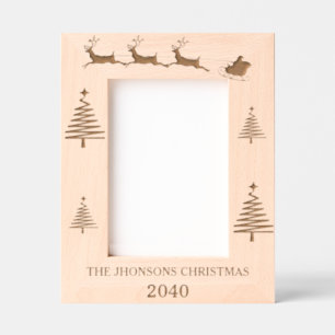 Modern Minimalist Christmas Family Photo Etched Frames