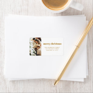 Modern Minimalist Christmas Family Photo Gold Label