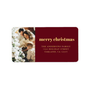 Modern Minimalist Christmas Family Photo Red Label