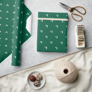 Modern Minimalist Christmas Green monogram pattern Wrapping Paper