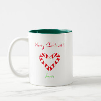 Modern Minimalist Christmas Heart Candy Cane Mug