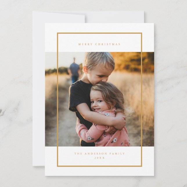 Modern Minimalist Christmas Holiday Photo Card (Front)