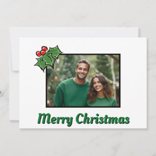 Modern minimalist Christmas Holly photo template