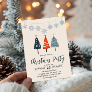Modern Minimalist Christmas Invitation with Trees