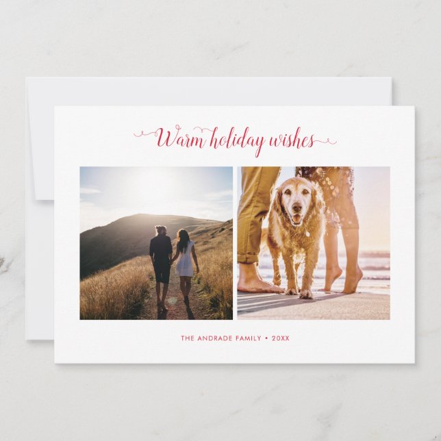 Modern Minimalist Christmas Photo Simple Script Holiday Card (Front)