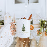 Modern Minimalist Christmas Tree Merry Christmas Coffee Mug<br><div class="desc">This is a modern minimalist holiday gift tag template featuring a beautiful watercolor evergreen tree and an elegant calligraphy font . The colour of the Christmas tree is not editable, and the wording in the gold calligraphy font is not editable (but the colour can be changed!) // For matching items,...</div>