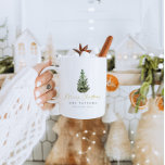 Modern Minimalist Christmas Tree Merry Christmas Coffee Mug<br><div class="desc">This is a modern minimalist holiday gift tag template featuring a beautiful watercolor evergreen tree and an elegant calligraphy font . The colour of the Christmas tree is not editable, and the wording in the gold calligraphy font is not editable (but the colour can be changed!) // For matching items,...</div>