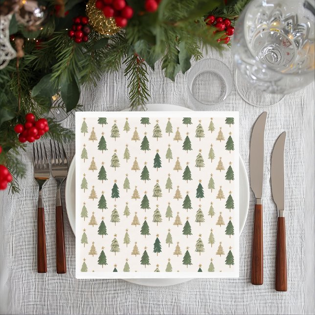 Modern Minimalist Christmas Tree Pattern Napkins (Creator Uploaded)
