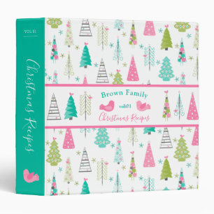 Modern Minimalist Christmas Tree Pattern Recipe Binder