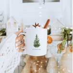 Modern Minimalist Christmas Tree Personalized  Coffee Mug<br><div class="desc">This is a modern minimalist holiday mug template featuring a beautiful watercolor evergreen tree and an elegant calligraphy font . The colour of the Christmas tree is not editable, and the wording in the gold calligraphy font is not editable (but the colour can be changed!) // For matching items, please...</div>