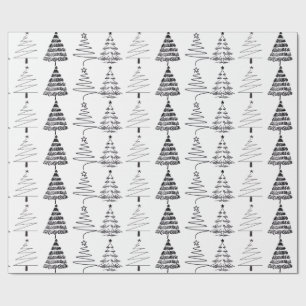 Modern Minimalist Christmas Trees Doodles Wrapping Paper