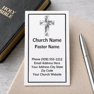 Modern Minimalist Church Pastor Business Cards