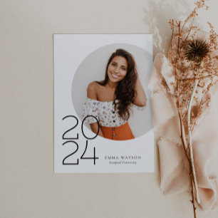 Modern Minimalist Circle Photo Graduation Party Invitation