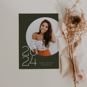 Modern Minimalist Circle Photo Graduation Party Invitation