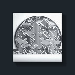 Modern Minimalist Circular Labyrinth - Abstract 3D Canvas Print<br><div class="desc">A captivating and complex digital artwork featuring a semi-circular maze of interconnected, fluid paths reminiscent of a futuristic circuit board or a neural network. The bold black lines against a crisp white background create a high-contrast, professional aesthetic. Ideal for tech company branding, modern home offices, or as a sophisticated intellectual...</div>