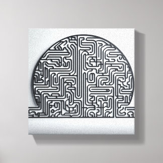 Modern Minimalist Circular Labyrinth - Abstract 3D Canvas Print