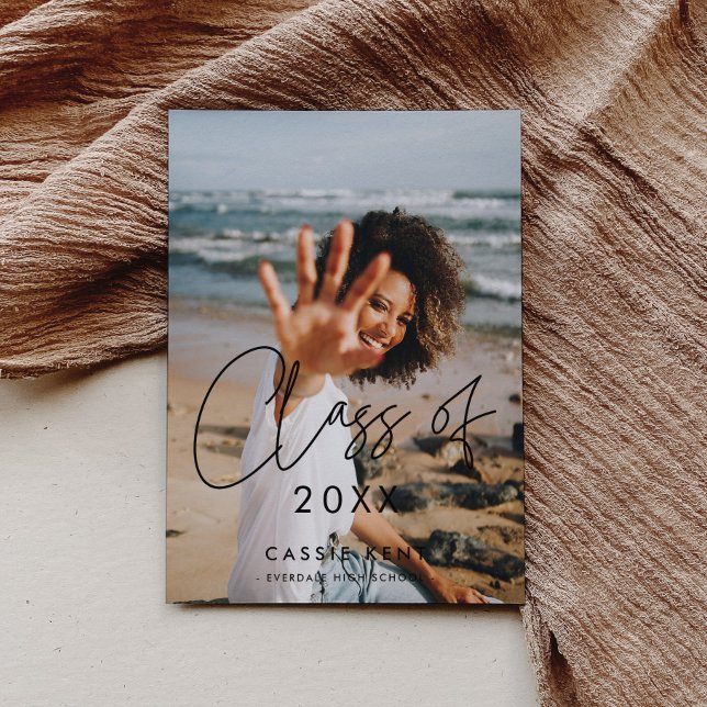 Modern minimalist Class of 2025 graduation photo Announcement (Creator Uploaded)