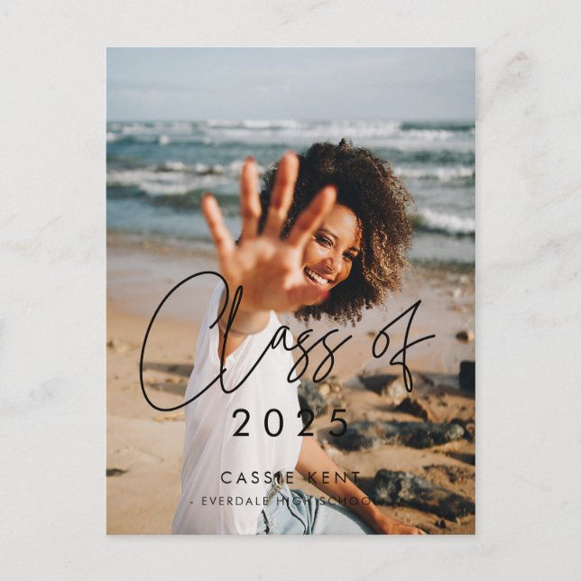 Modern minimalist Class of 2025 graduation photo Postcard (Front)