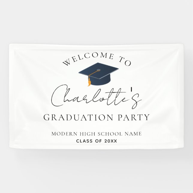 Modern Minimalist Class of 2026 Grad Hat Banner (Horizontal)