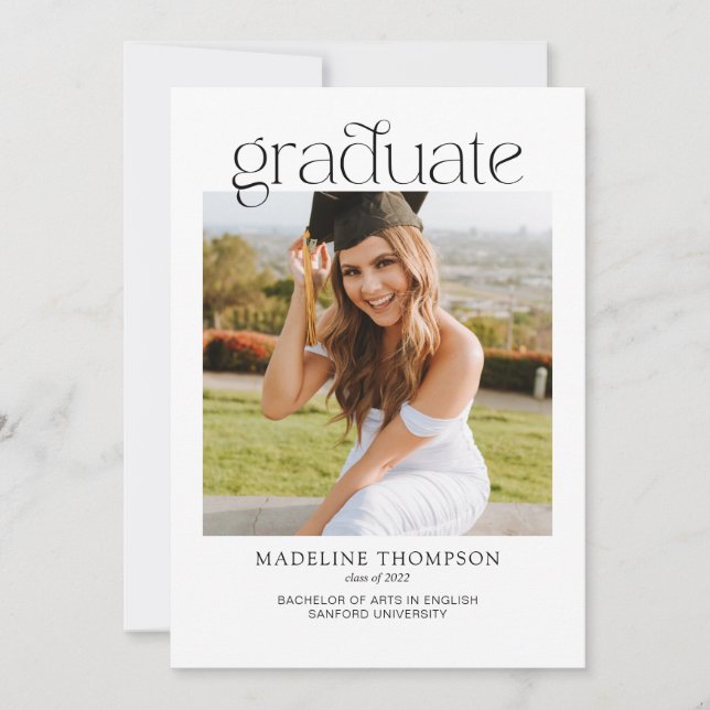 Modern Minimalist Classy Photo Collage Graduation Announcement (Front)