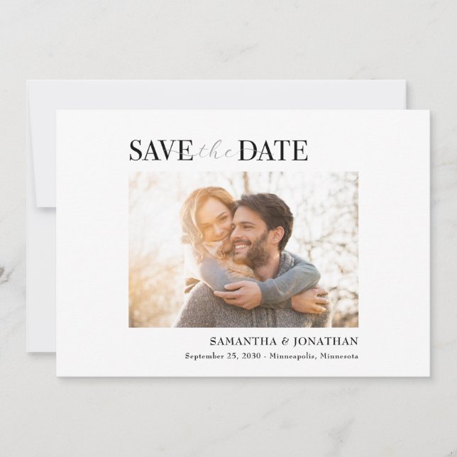 Modern Minimalist Clean Photo Save the Date (Front)