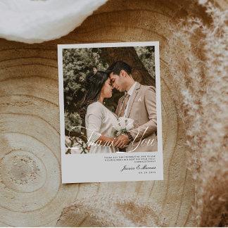 Modern Minimalist Clean Photo Wedding Thank You Card
