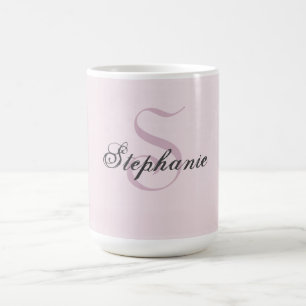 Modern Minimalist Clean Simple Mauve Pink Monogram Coffee Mug