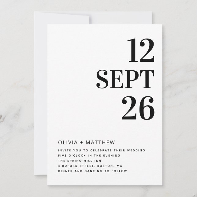 Modern Minimalist Clean Wedding | Photo & QR Code Invitation (Front)