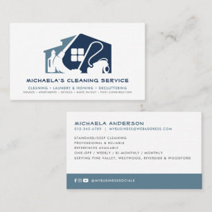 Modern Minimalist Cleaning Service Social Media Business Card