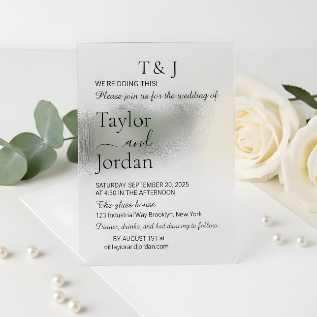 Modern Minimalist Clear Acrylic Wedding Invitation (Créateur téléchargé)