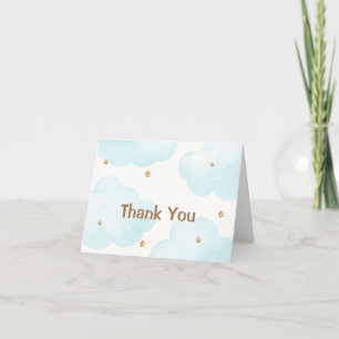 Modern Minimalist Cloud Nine Stars Baby Shower Thank You Card