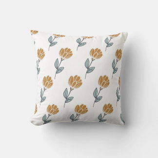 Modern Minimalist Coastal Sage and Cream Botanical Throw Pillow