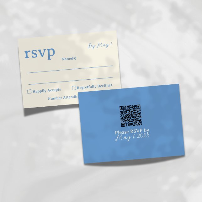 Modern Minimalist Coastal Wedding QR RSVP Card (Keep your wedding suite clean and sophisticated with this Modern RSVP Card.)