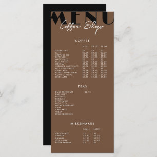 Modern Minimalist Coffee Shop Menu