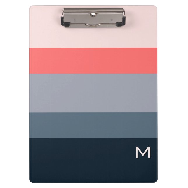 Modern Minimalist Colour Block Monogrammed Clipboard (Front)