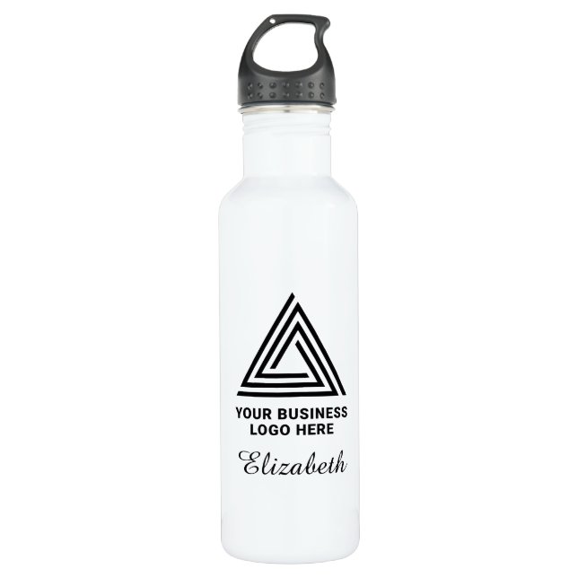 Modern Minimalist Company Logo Employee Name 710 Ml Water Bottle (Front)