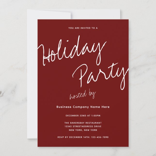 Modern Minimalist Company Typography Holiday Party Invitation (Front)
