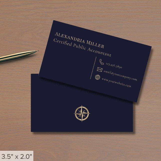 Modern Minimalist Compass Logo Business Card (Creator Uploaded)