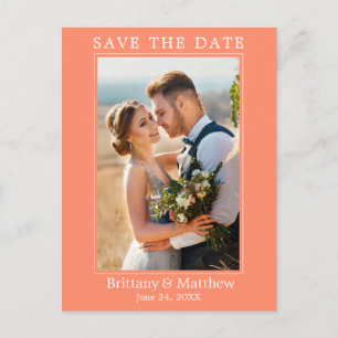 Modern Minimalist Coral Save the Date Postcard