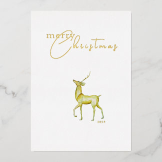Modern Minimalist Corporate Christmas Reindeer Foil Holiday Card