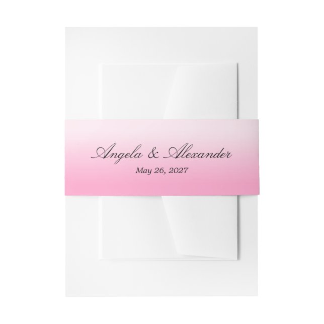Modern Minimalist Cotton Candy Pink Gradient Invitation Belly Band (Front Example)