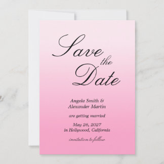 Modern Minimalist Cotton Candy Pink Gradient Save The Date