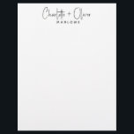 Modern Minimalist Couple Name Monogram Letterhead<br><div class="desc">A simple modern handwritten script contemporary typography letterhead for the modern minimalist couple. If you would like to change the colours of fonts or font style, after personalizing simply click on "edit further", select your type and see the colour palette on the right, and the font choices. If you would...</div>