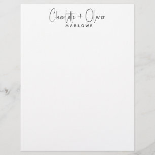 Modern Minimalist Couple Name Monogram Letterhead