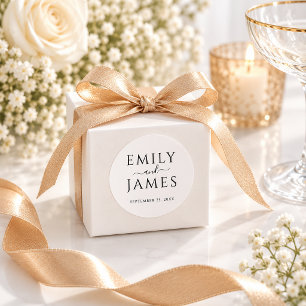Modern Minimalist Couple Names Wedding Favour Seal
