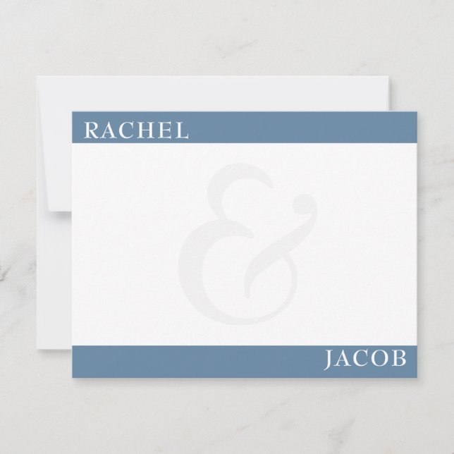 Modern Minimalist Couple's Dusty Blue Stationery Card (Front)