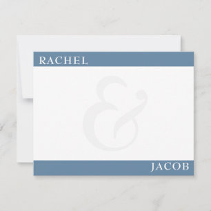 Modern Minimalist Couple's Dusty Blue Stationery Card